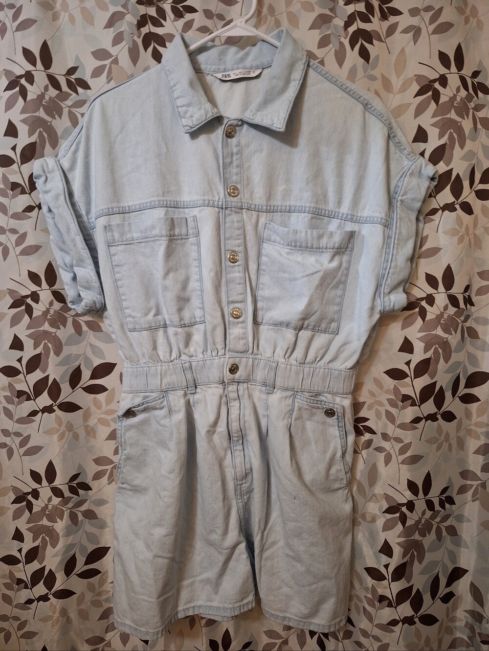Zara Denim Onesie jumpsuit Shorts Large